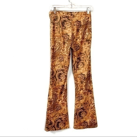 Sense Vintage Brown Paisley Faux Suede Boho Retro Y2K Mid Rise Flare Pants M - Picture 5 of 6